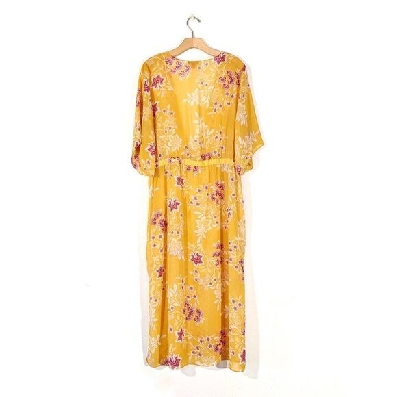 NEW Vince Camuto Floral Getaway Chiffon Duster Kimono Boho Yellow Plus Size 1X - Picture 8 of 14